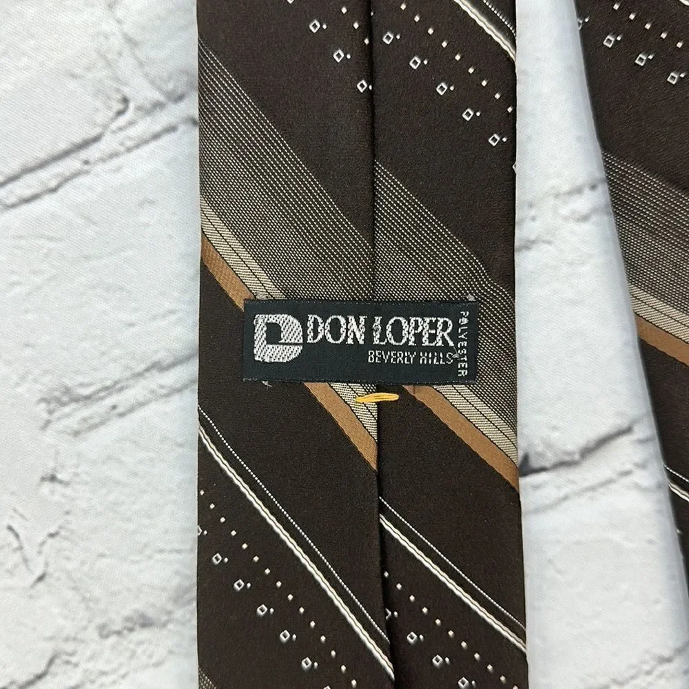 Don Loper Brown Patterned Polyester Neck Tie - Picture 4 of 6